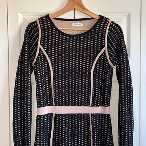 Black and baby pink knit Calvin Klein dress